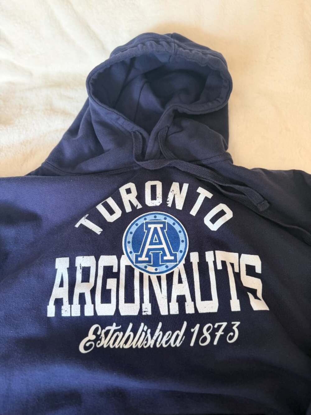 Cozy Toronto Argonauts CFL Navy Blue Pullover Hoodie Fleece Sweatshirt Large